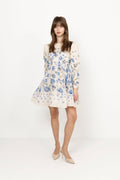 Leoni Silk Blend Mini Dress - Tulip Blue
