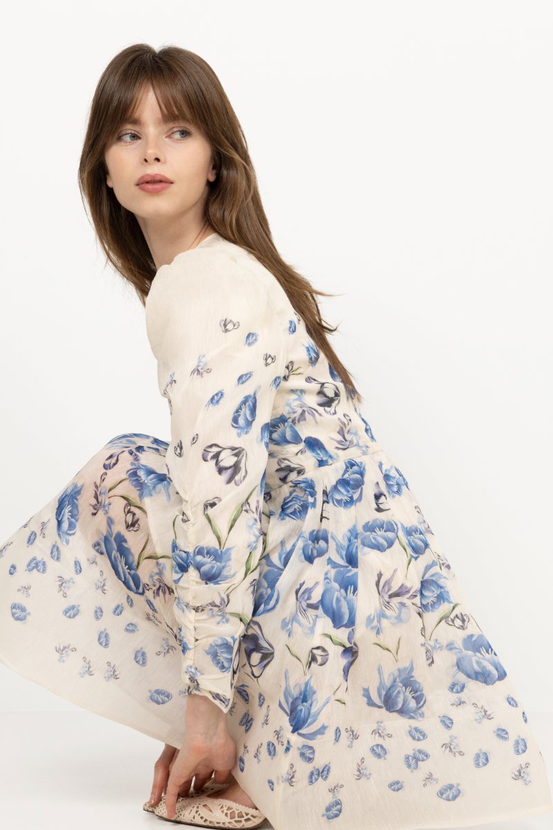 Leoni Silk Blend Mini Dress - Tulip Blue