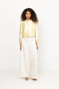 Ruthie Cropped Long Sleeve Blouse - Light Lemon