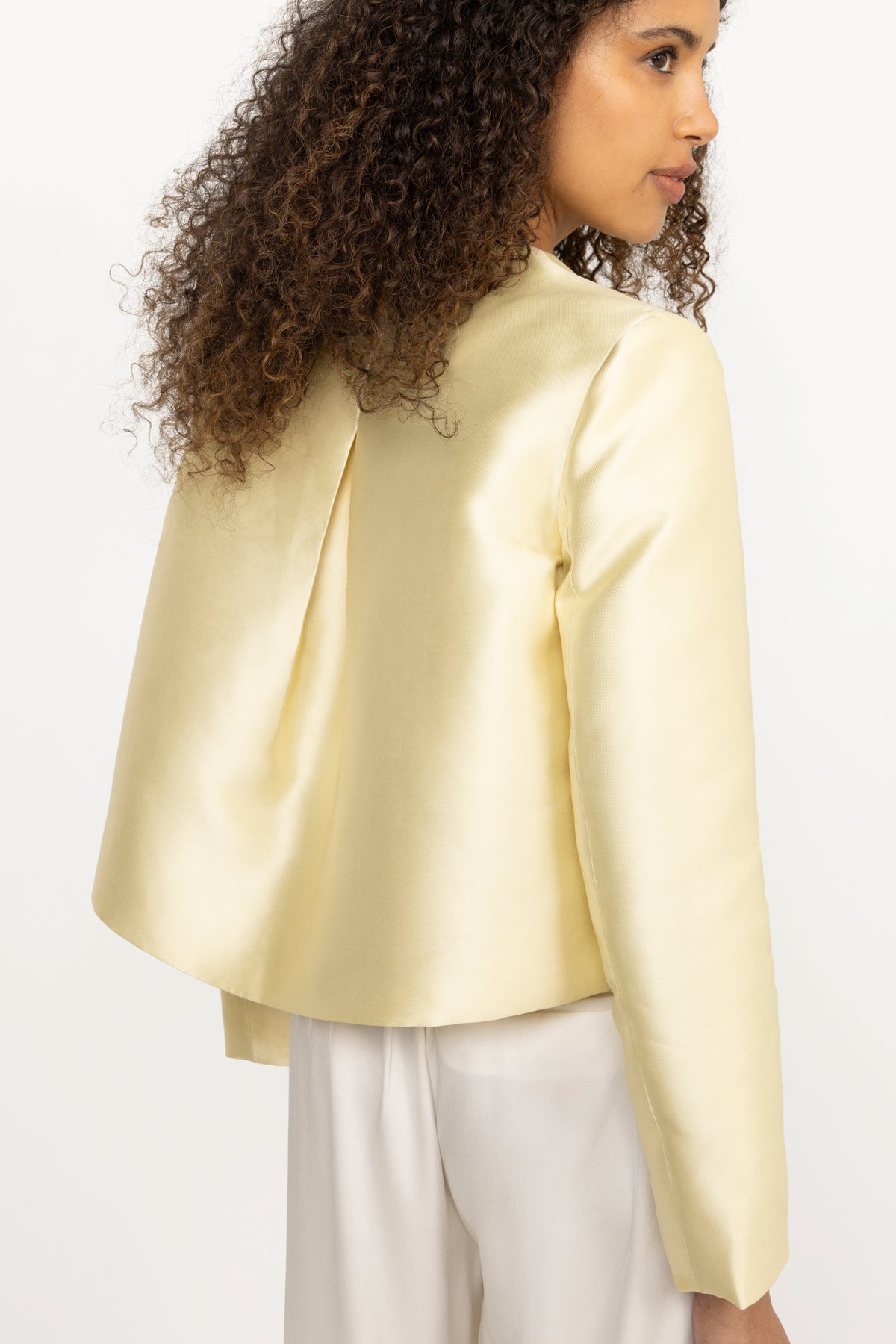 Ruthie Cropped Long Sleeve Blouse - Light Lemon