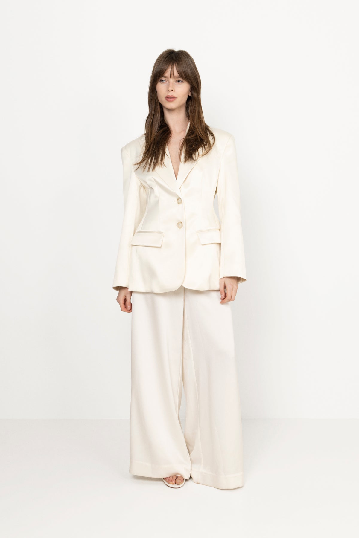 Ella Tailored Peplum Blazer - Vanilla