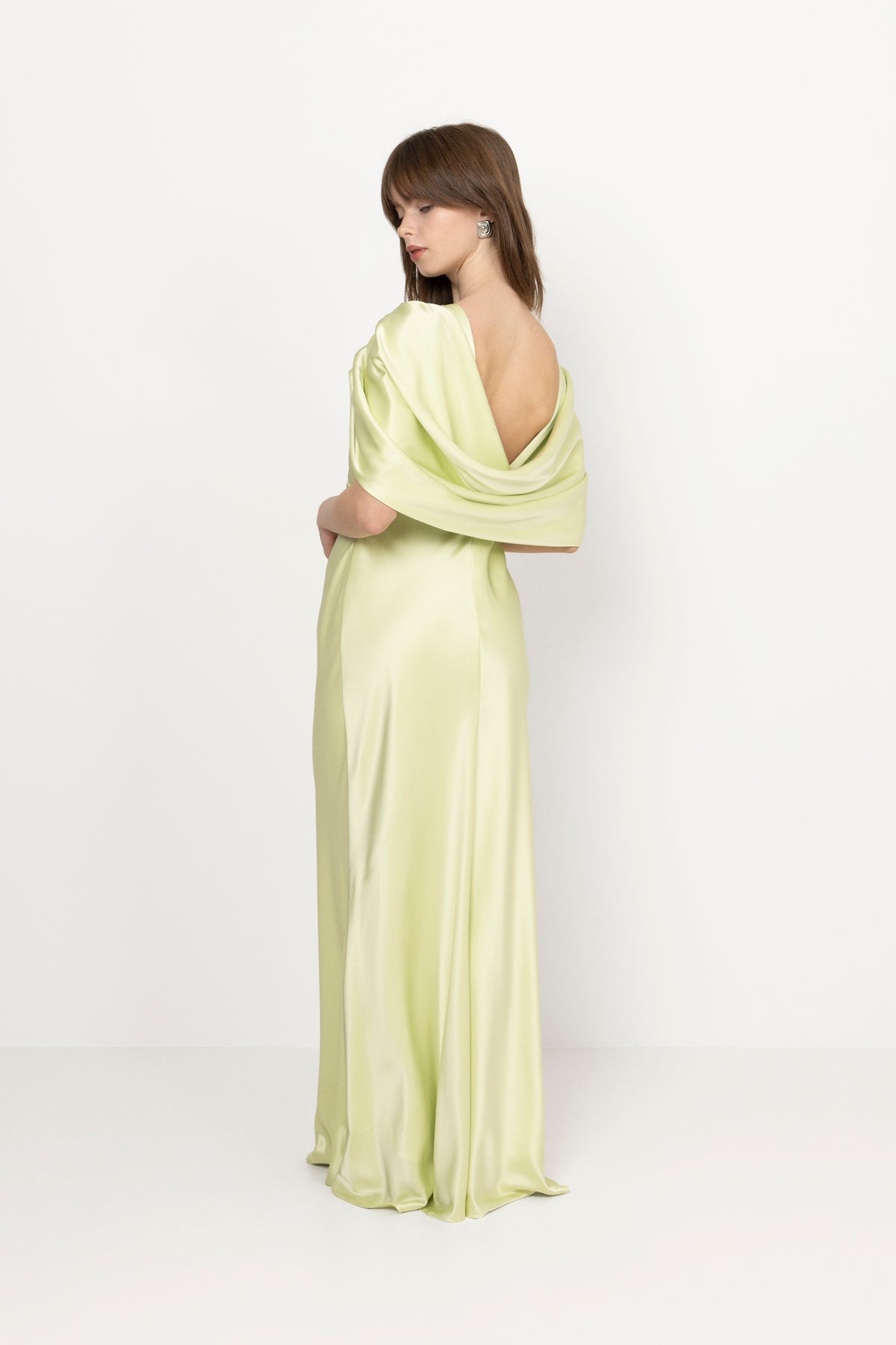 Louise Draped Back Maxi Dress - Pistachio