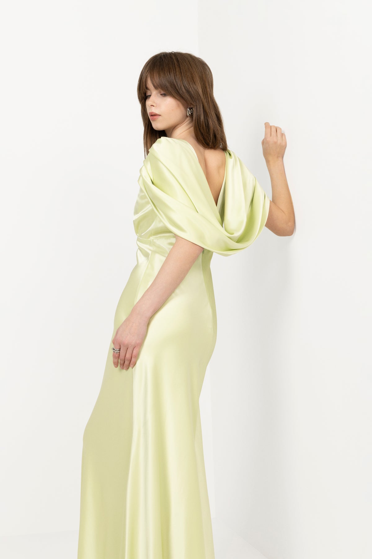 Louise Draped Back Maxi Dress - Pistachio