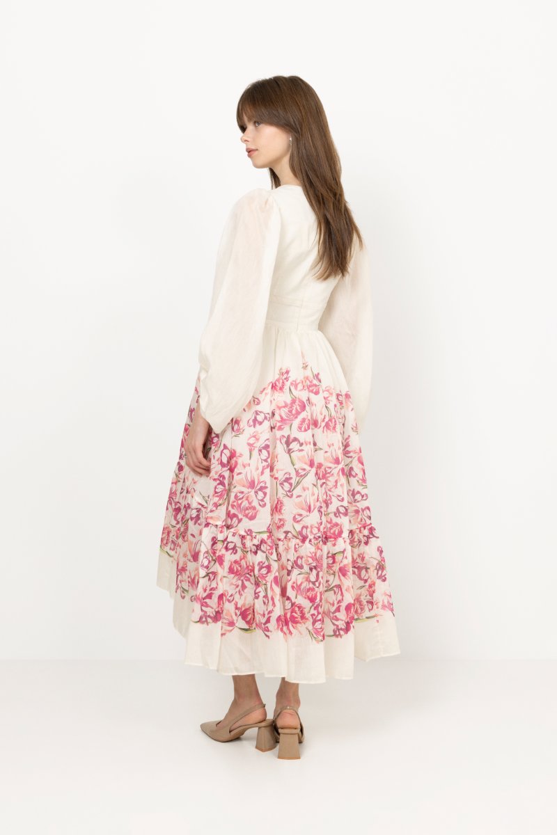 Sasia Deep V Neck Midi Dress - Tulip Pink