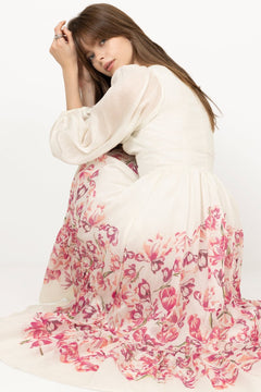 Sasia Deep V Neck Midi Dress - Tulip Pink