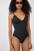 Nila V-Neck Crochet Trimmed Swimsuit - Black