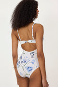 Nila V-Neck Crochet Trimmed Swimsuit - Tulip Blue