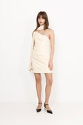 Nelly Draped One Shoulder Mini Dress - Vanilla