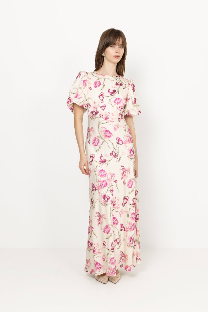 Freja Pouf Sleeve Maxi Dress - Tulip Pink