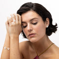 Adeline Pink Enamel Flower Chain Bracelet - Gold
