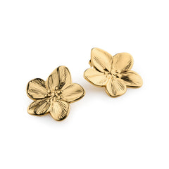 Maebry Statement Flower Stud Earrings - Gold