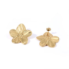 Maebry Statement Flower Stud Earrings - Gold