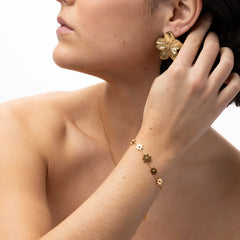 Maebry Statement Flower Stud Earrings - Gold