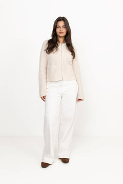 Sia Ras Ls Knit Short Cardigan - Birch