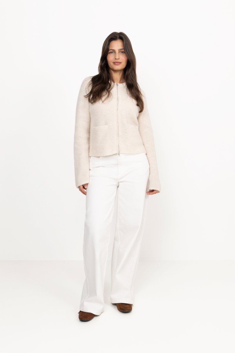 Sia Ras Ls Knit Short Cardigan - Birch