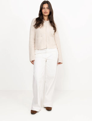 Sia Ras Ls Knit Short Cardigan - Birch