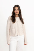 Sia Ras Ls Knit Short Cardigan - Birch