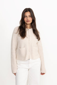 Sia Ras Ls Knit Short Cardigan - Birch