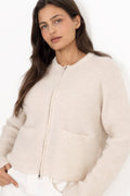 Sia Ras Ls Knit Short Cardigan - Birch