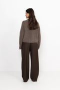 Sia Ras Ls Knit Short Cardigan - Chocolate Chip