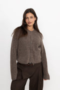 Sia Ras Ls Knit Short Cardigan - Chocolate Chip