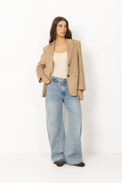 Anna U-Neck Tank Top Noos - Oatmeal Melange