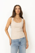 Anna U-Neck Tank Top Noos - Oatmeal Melange