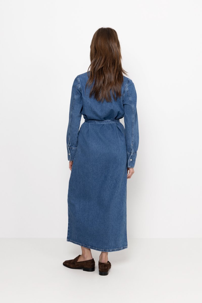 Regular Agathe Long Denim Dress - Medium Blue Denim