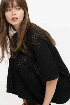 Ivy 2/4 Knit Structure Dress - Black
