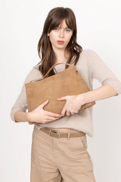 Stella Medium Suede Bag - Tan