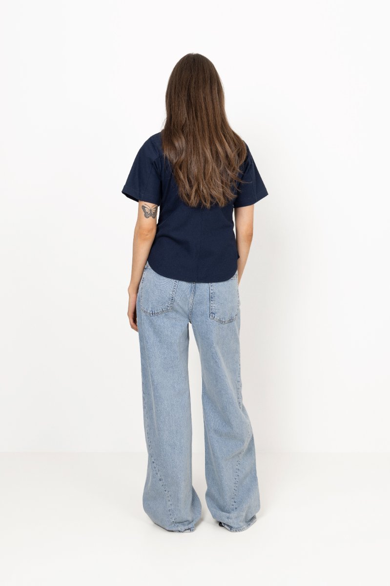 Tora Slim Ss Zip Shirt B - Dark Sapphire