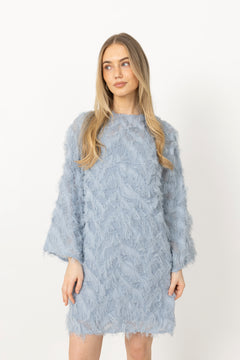 Myline Relaxed Ls Boat Neck Dress B - Dusty Blue