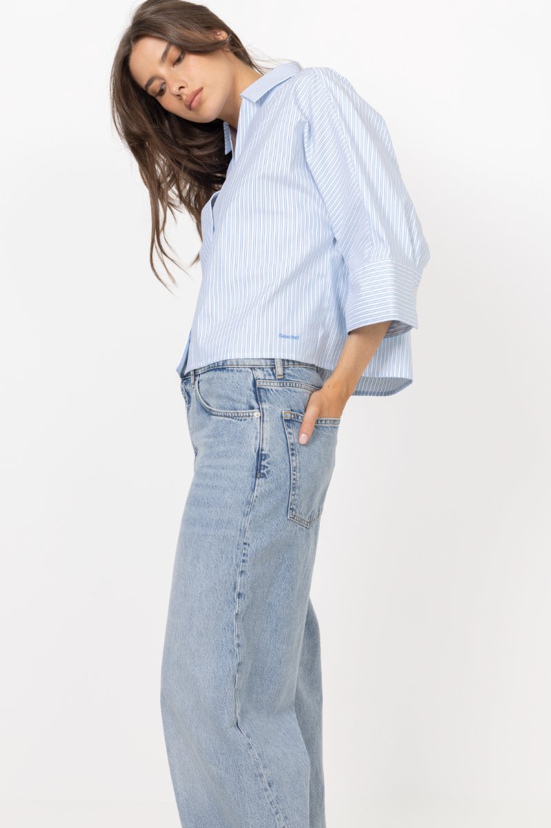 Ester Oversize 3/4 Shirt B - Malibu Blue Stripe