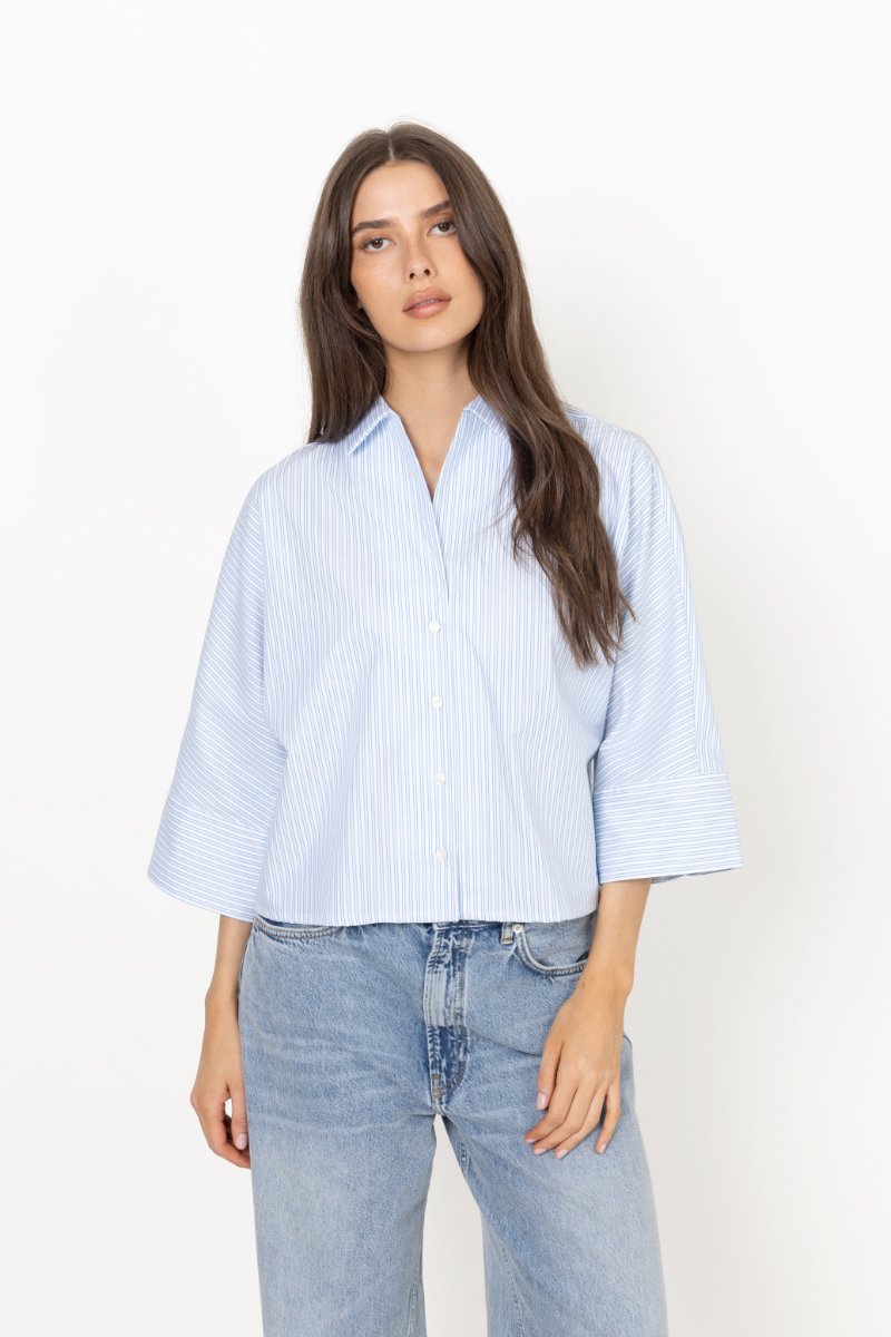 Ester Oversize 3/4 Shirt B - Malibu Blue Stripe