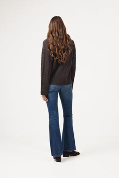 Cathrine Cashmere Cable Knit Sweater - Dark Brown