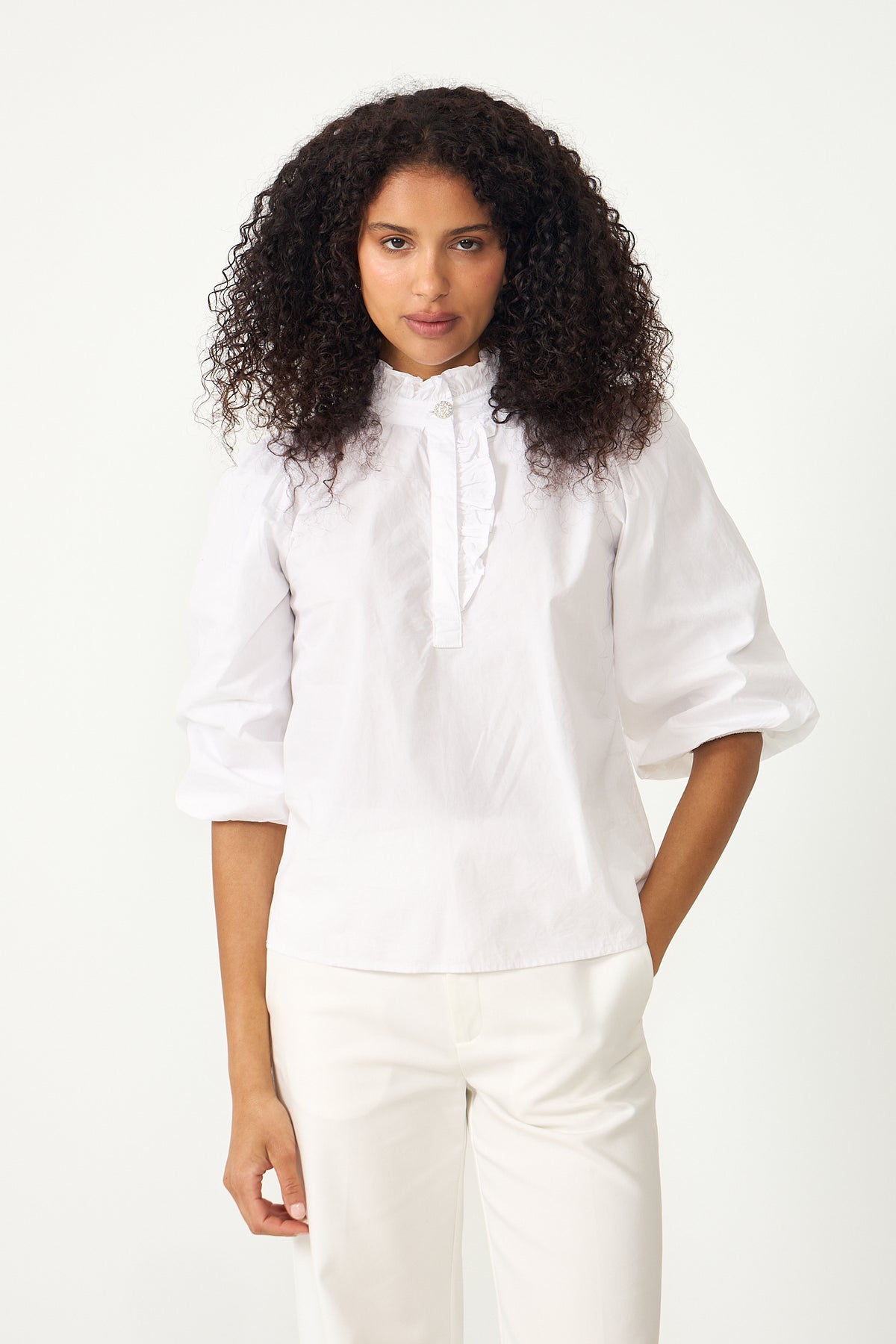 Ella Blouse - Sugar White Poplin