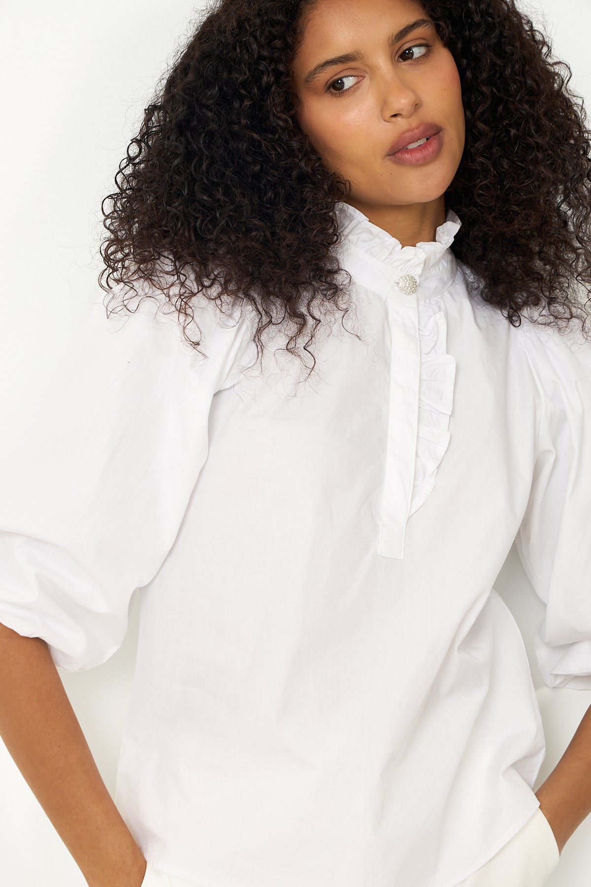 Ella Blouse - Sugar White Poplin
