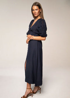 Andrea Dress - Sailing Blue Linen
