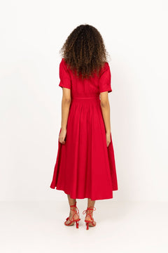 Maria Dress - City Red Poplin