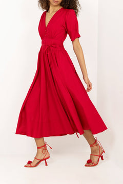 Maria Dress - City Red Poplin