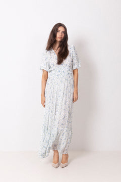Leonora Dress - Blue Fleur Georgette