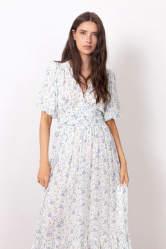 Leonora Dress - Blue Fleur Georgette
