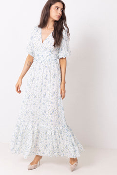 Leonora Dress - Blue Fleur Georgette