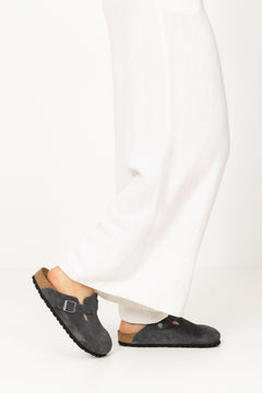 Boston Suede Leather Narrow - Charcoal