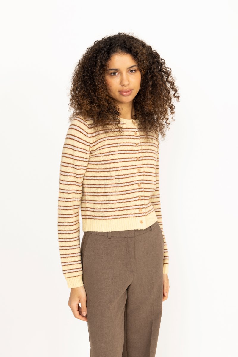 Stripe Wool Cardigan - Lt. Yellow Stripe