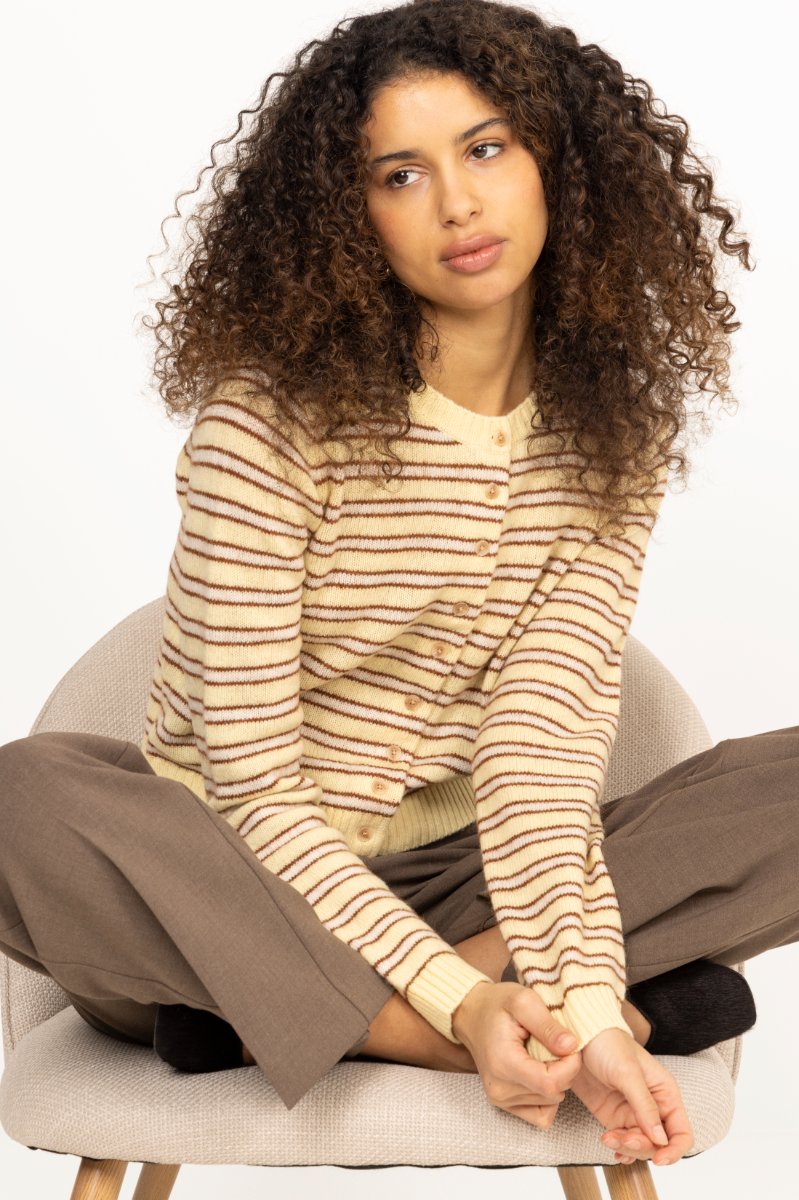 Stripe Wool Cardigan - Lt. Yellow Stripe