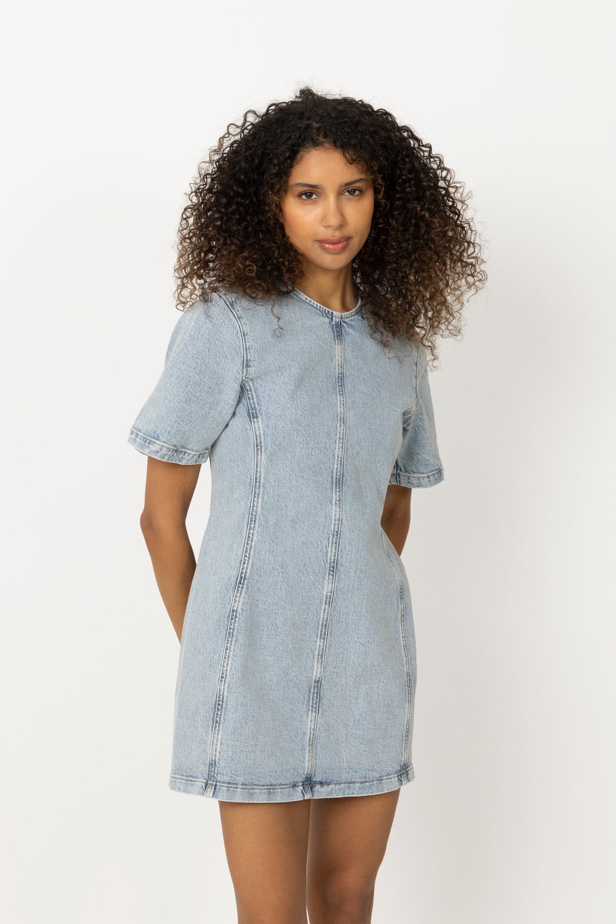 Short Denim Dress - Blue Washed