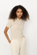 Cashmere Short Sleeve Polo - Ecru