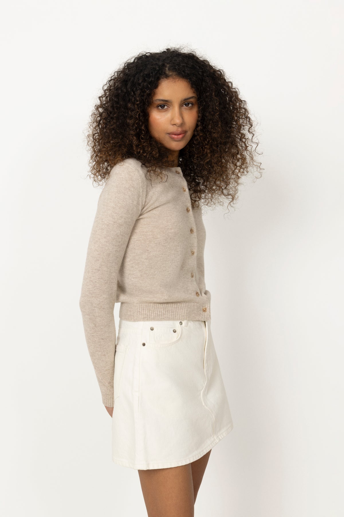 W. Cashmere Cardigan - Sand