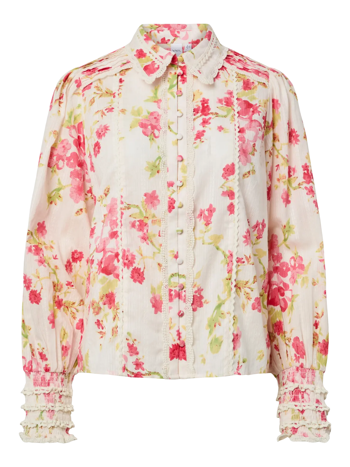 Yassomelli Ls Shirt - Birch Red Flowers